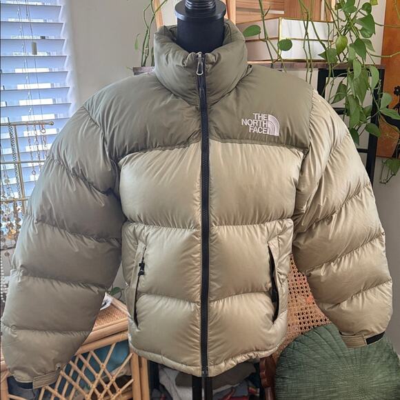 Vintage Y2K The North Face Pistachio Nuptse 700 Zip Up Goose Down Puffer Jacket - Picture 1 of 8